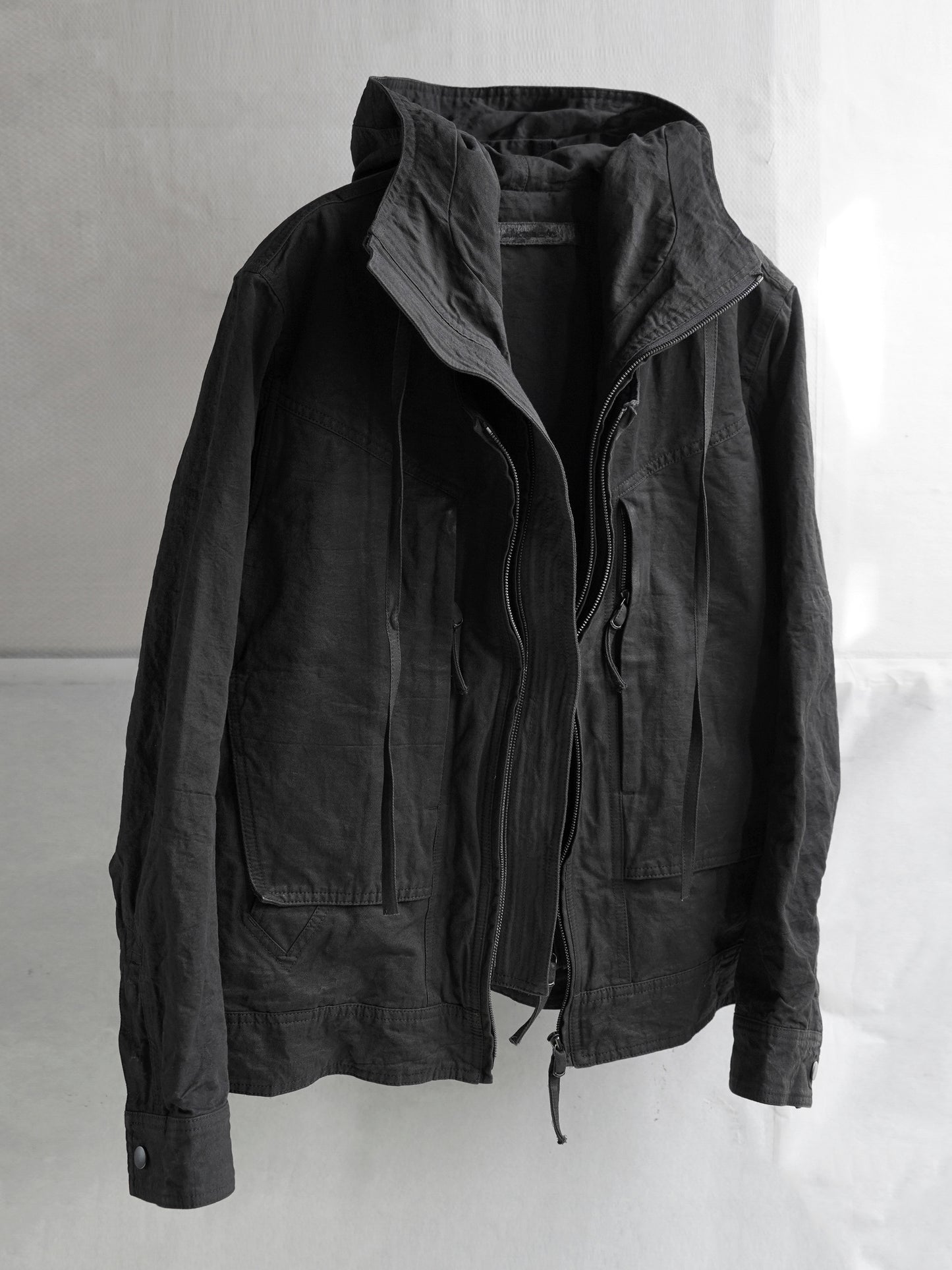 double front hood parka / ink