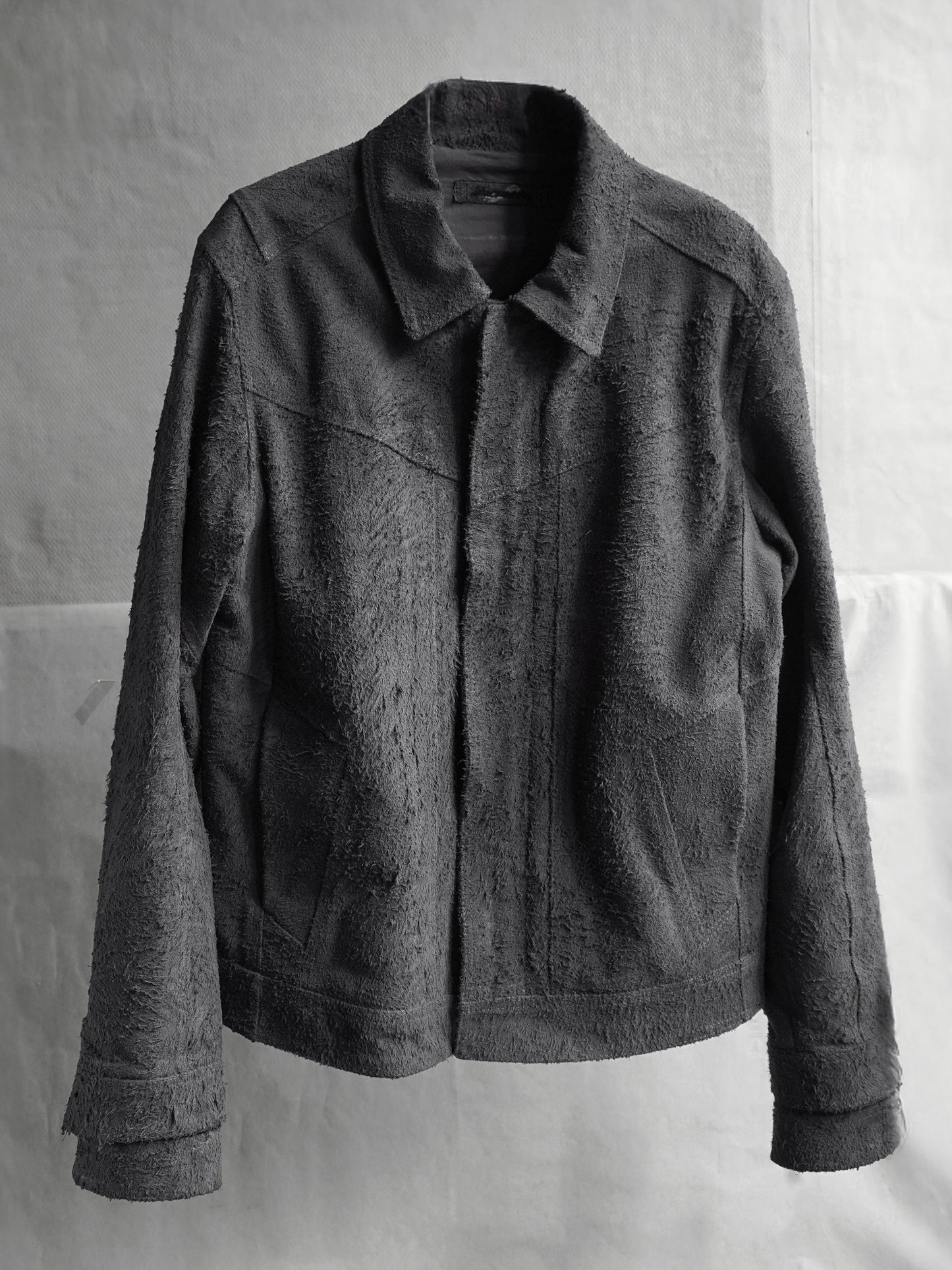 double sleeve leather blouson / grey