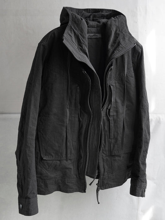 double front hood parka / ink