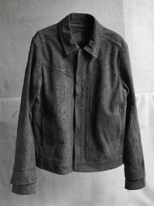 double sleeve leather blouson / grey