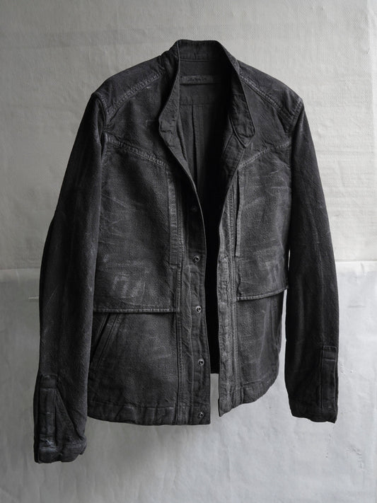 collarless jacket / slab grey
