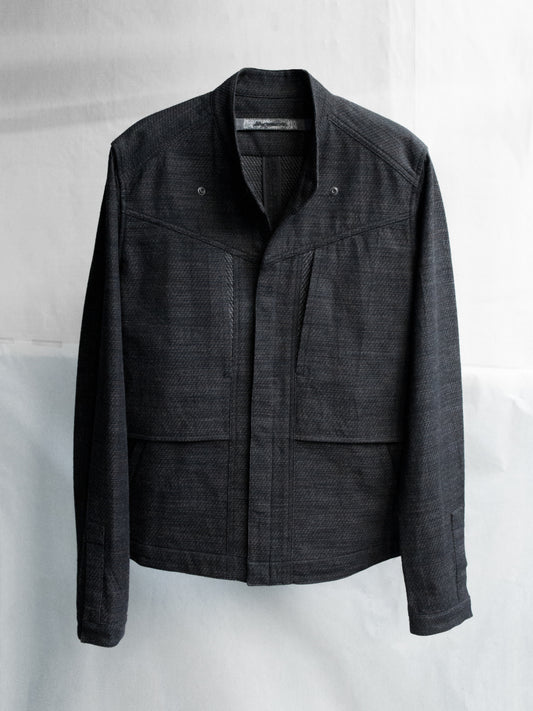 collarless jacket / carbon