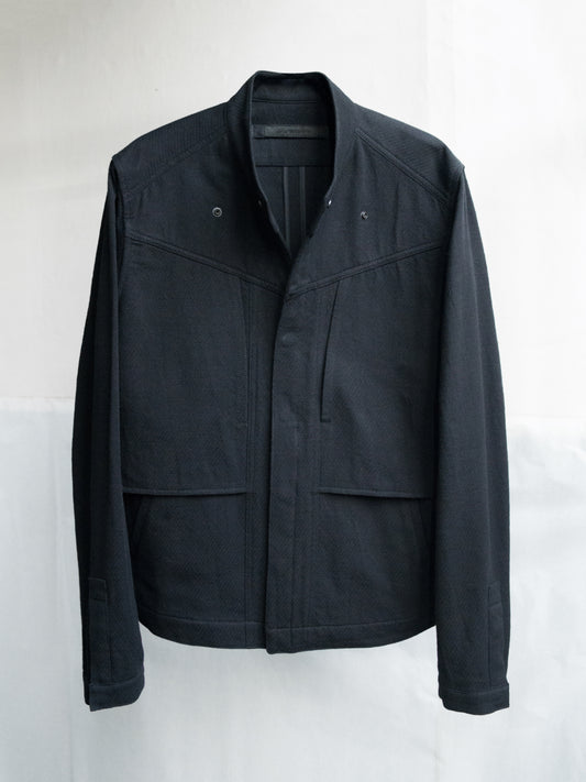 collarless jacket / triple black